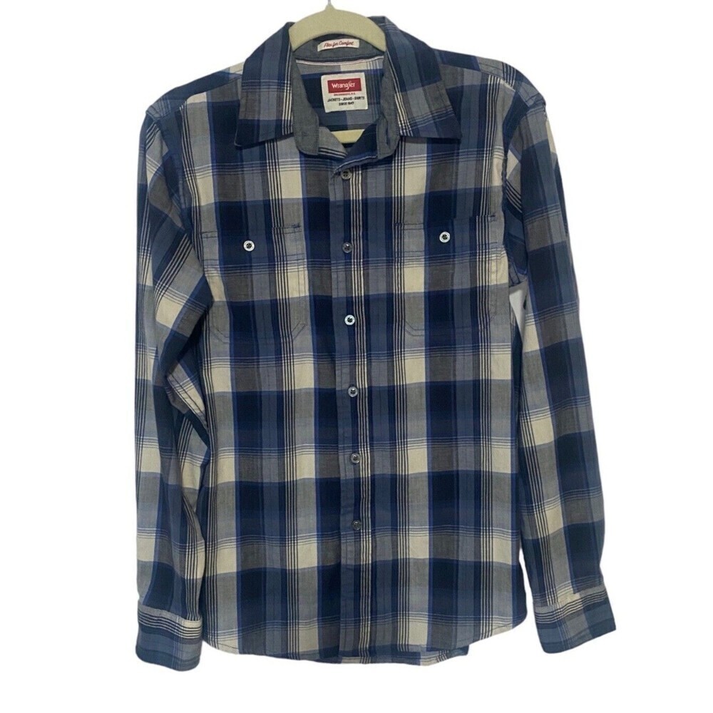Wrangler Shirt Men's Size Small Plaid Long Sleeve Button Up